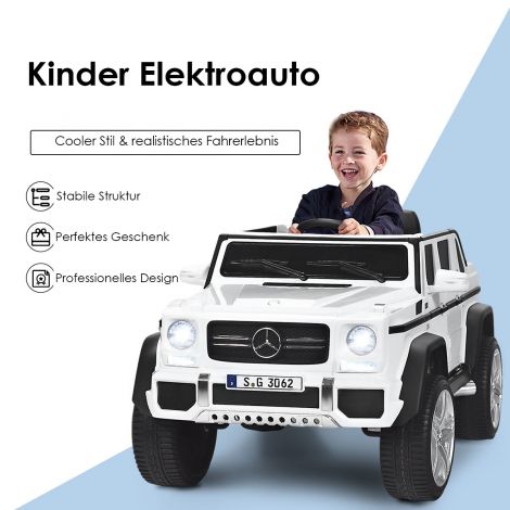 12V lasteauto 2,4G kaugjuhtimispuldiga, muusika ja LED-tuledega valge 115 x 67 x 57 cm valge