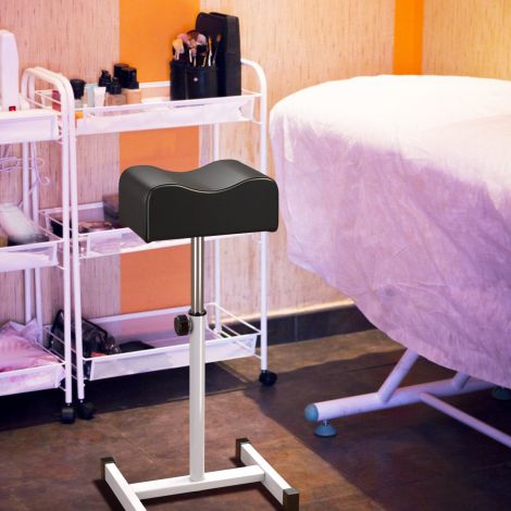 Reguleeritava istmekõrgusega pediküüri taburet, jalatugi küünehoolduseks salongides ja spades, must