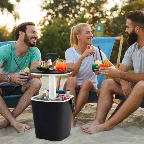 15 l kaasaskantav Cool Bar tõstetava lauaplaadi ja pudeliavajaga abilaud-jahutuskast, must