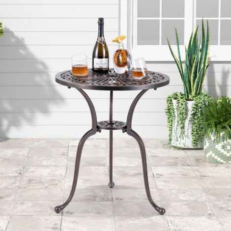 Alumiiniumvalust ilmastikukindel bistroorõdulauake vihmavarjuauguga 61 x 61 x 71 cm vaskpunane