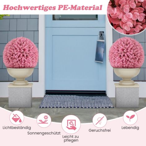 2 tk pukspuupall 44 cm kunsttaim eukalüptus pukspuu pall rohupall taimepall roosa