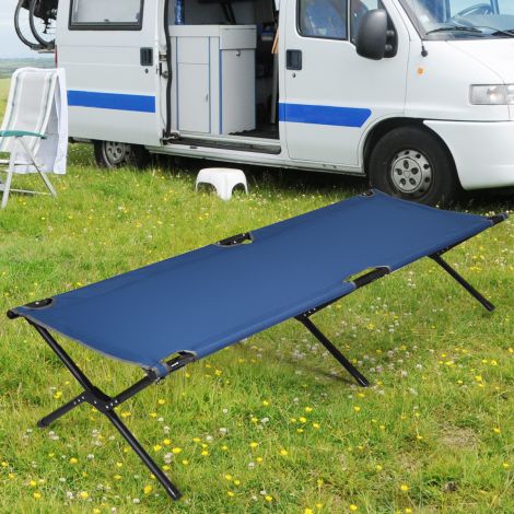 Välivoodi matkavoodi metallraamiga, kokkupandav klapvoodi, kandevõime kuni 135 kg, 190 x 67 x 42 cm, sinine