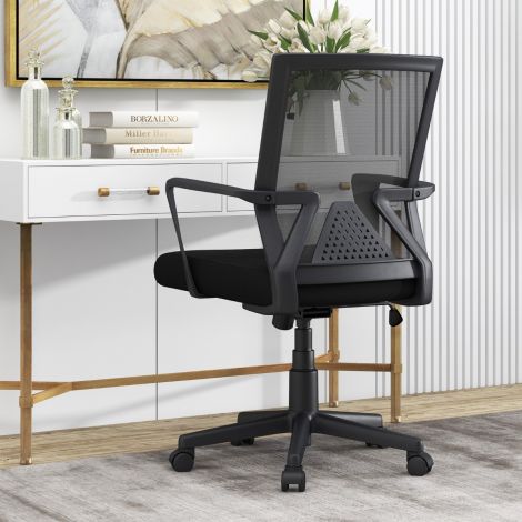Ergonoomiline kontoritool nimmetoe ja kiikmehhanismiga, must kirjutuslauatool