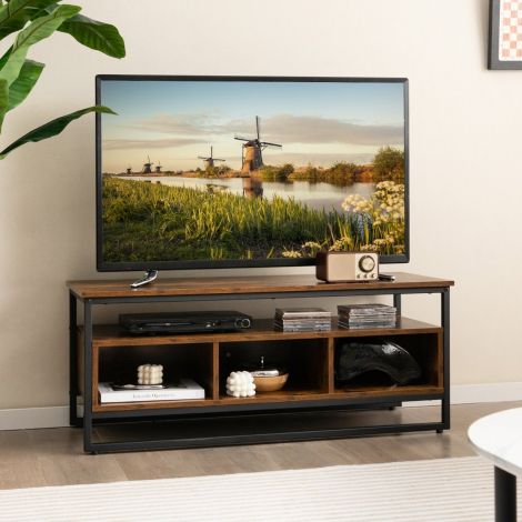 Panipaigaga diivanilaud, industriaalne laud avatud riiulitega, 110 x 42,5 x 45 cm, rustikaalne pruun