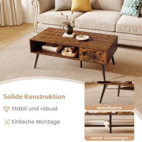 Diivanilaud sahtliga hoiuruum avatud sektsioon elutoalaud 109 x 55 x 39,5 cm rustikaalne pruun