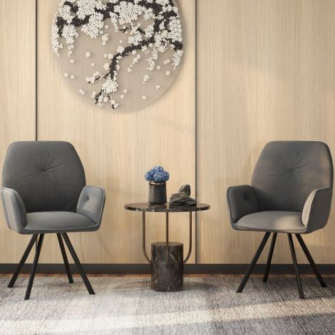 2-osaline sametist 360° pöörlevate metalljalgadega hallide söögitoolide komplekt, 63 × 59 × 87 cm