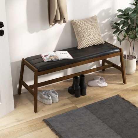 127 cm kummipuidust söögipink kunstnahast istmepadja ja pähkliviimistlusega
