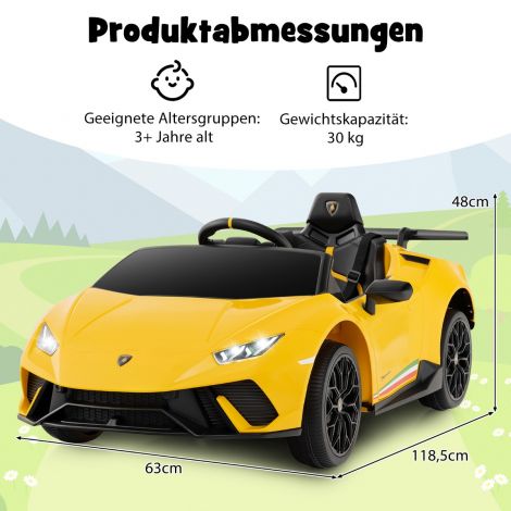 Laste elektriauto Lamborghini 12V lasteauto elektriline puldiga kollane
