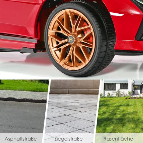 12V Lamborghini laste elektriauto 2,4G kaugjuhtimispuldiga, lasteauto 3–5 km/h, MP3, punane