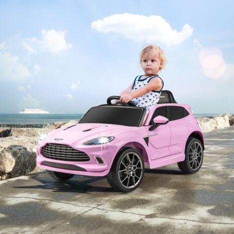 12V Aston Martin DBX lasteauto 2,4G kaugjuhtimispuldiga 1,4–2,5 km/h roosa