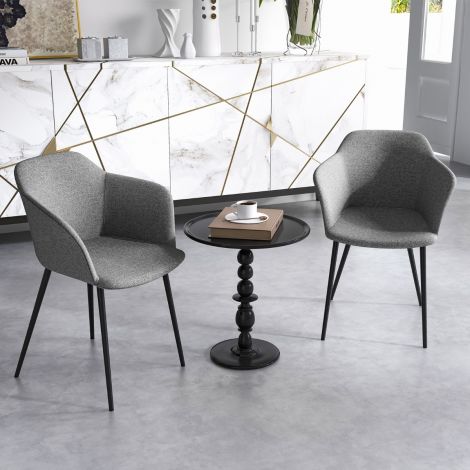 2-osaline söögilauatoolide komplekt, polsterdatud ergonoomilise seljatoega, hall