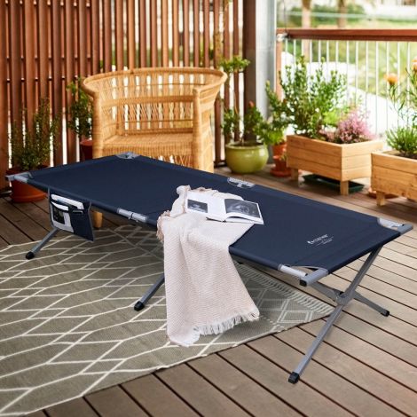 Kokkupandav XXL välivoodi 214,5 x 106 cm küljetaskuga
