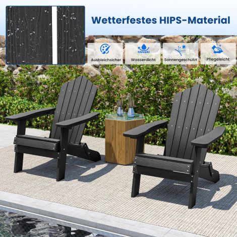 Kokkupandav ilmastikukindel must plastikust Adirondack tool