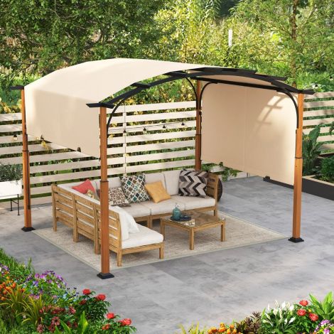 3,6 x 3 m pergola väljatõmmatava katusega, veekindel, stabiilne, talvekindel paviljon, beež