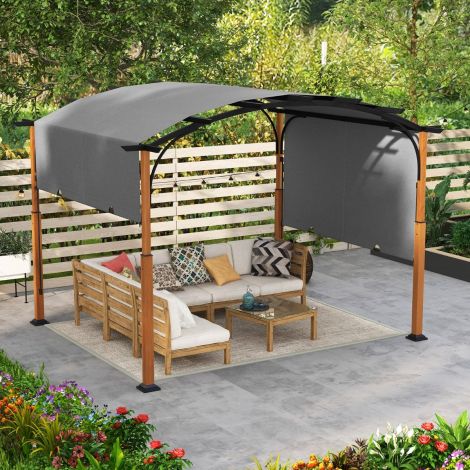 3,6 x 3 m pergola väljatõmmatava katusega veekindel stabiilne talvekindel paviljon hall