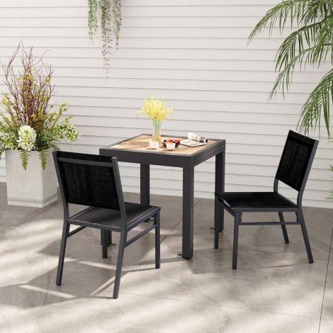 2-osaline alumiiniumist aiatoolide komplekt, ilmastikukindlad terrassitoolid hingava istme ja seljatoega, 60 × 45 × 87 cm, must