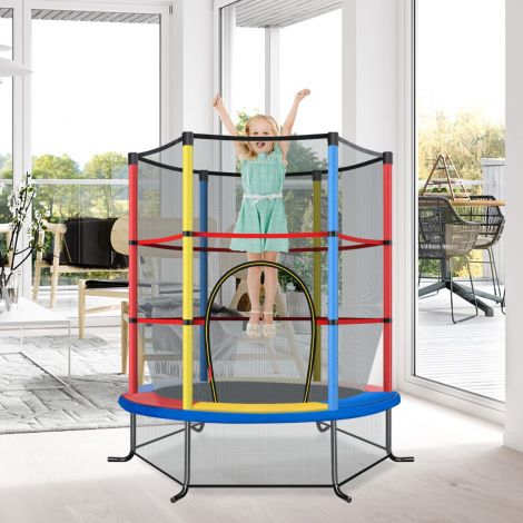 Ø140 cm aiamängutrampoliin turvavõrguga, kuni 135 kg kandevõimega, lastele alates 3. eluaastast, värviline