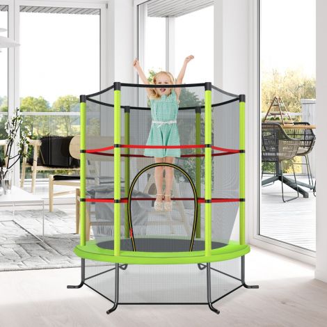 Ø140 cm aiatrampoliin turvavõrguga, kuni 135 kg kandevõimega, lastele alates 3. eluaastast, roheline