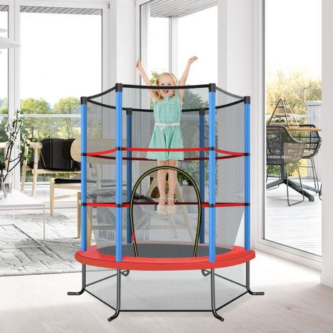 Ø140 cm aiatrampoliin turvavõrguga, kuni 135 kg kandevõimega, lastele alates 3. eluaastast, meresinine
