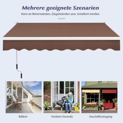3 x 2,5 m liigendmarkiis päikesevari rõdumarkiis terrassimarkiis klambrimarkiis pruun