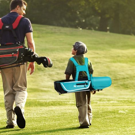 4-osaline laste golfikeppide komplekt koos golfikoti ja vihmakattega 5–7-aastastele lastele, sinine