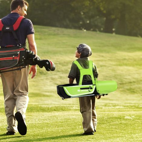4-osaline laste golfikeppide komplekt golfikoti ja vihmakattega 5–7-aastastele lastele, roheline