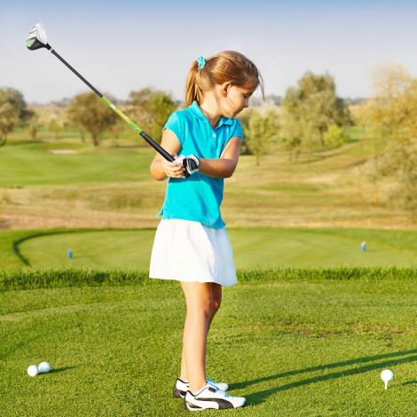 4-osaline laste golfikeppide komplekt golfikoti ja vihmakattega 8–10-aastastele lastele, roheline