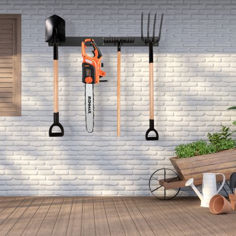 Seadmehoidja seinakinnitus, sisaldab 4 topeltkonksu, aiatööriistade hoidik, kandevõime 150 kg