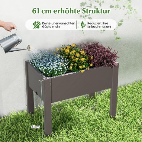 Plastist kõrgpeenar aiapeenar isekastuv 53 l 76 × 45 × 61 cm kohv