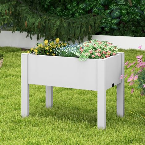 Plastikust kõrgepeenar, isekastuv aiapeenar, 53 l, 76 x 45 x 61 cm, valge
