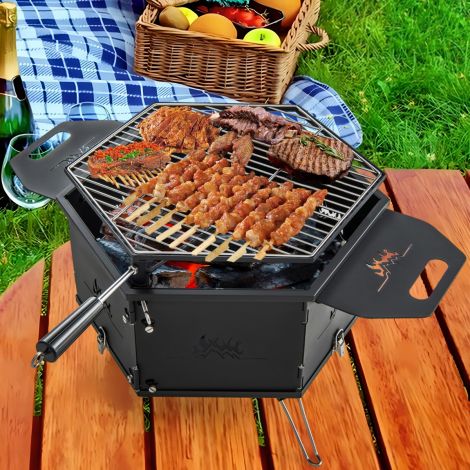 suur 360° pööratava grilliga söegrill, 2-ühes tulease, 77 × 74 × 38 cm