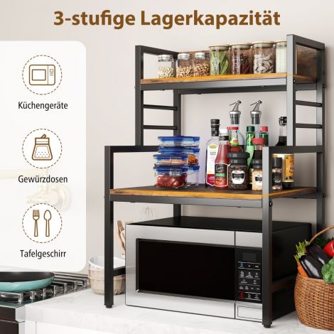 3-astmeline mikrolaineahju riiul mikrolaineahju alus 2 avatud riiuliga 52 × 42 × 78 cm