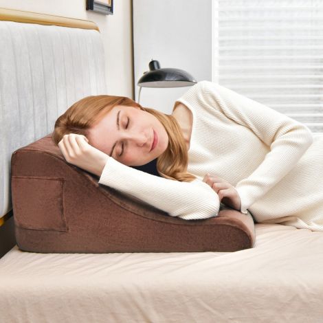 Kiilpadi komplekt ergonoomiline seljapadi küljetaskutega ja pestava kattega kaelatugipadjaga 47,5 × 23,5 × 54 cm pruun
