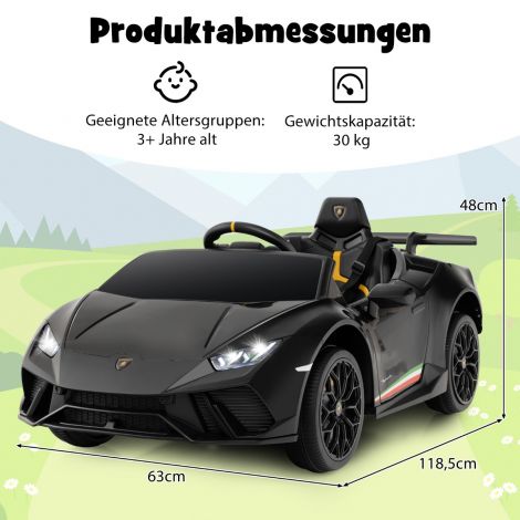 Laste elektriauto Lamborghini 12V elektriline lasteauto kaugjuhtimispuldiga must