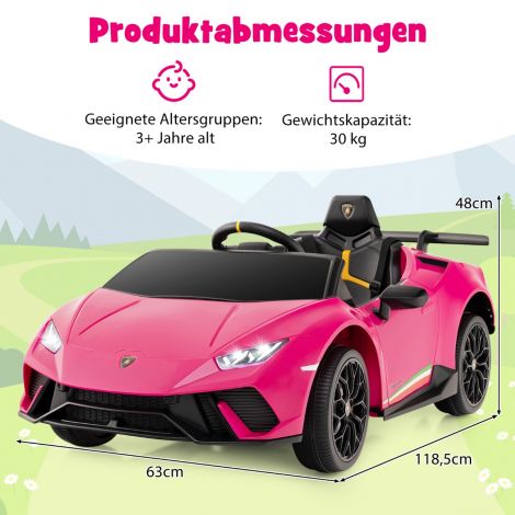 Laste elektriauto Lamborghini 12V elektriline lasteauto kaugjuhtimispuldiga roosa
