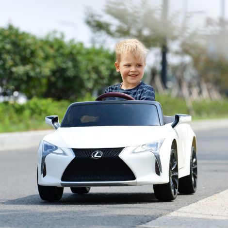 Laste elektriauto 2,4G kaugjuhtimispuldiga ja LED-tulede ning muusikaga Lexus LC500 laste sõiduk valge