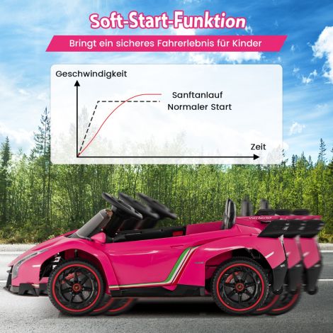 Laste Lamborghini elektriauto kaugjuhtimispuldiga & LED-esituled & signaal & muusika lasteauto roosa