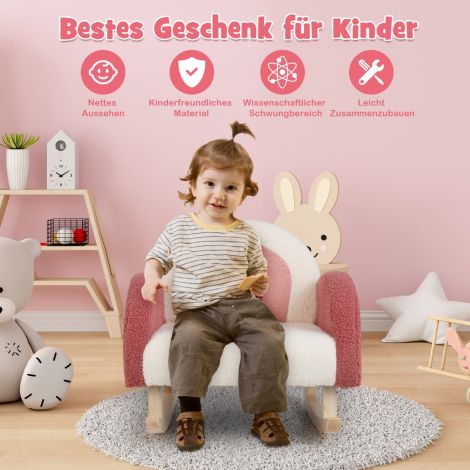 Laste kiiktool, Teddy-plüüsist tugitool pappelipuidust kiikjalgadega, punane