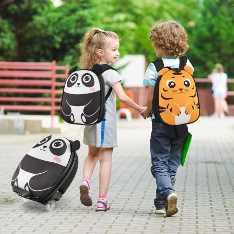 2-osaline laste kohver ja seljakott ratastega, 3-astmelise teleskoopkäepidemega, 12”+16” lastetrolley Panda