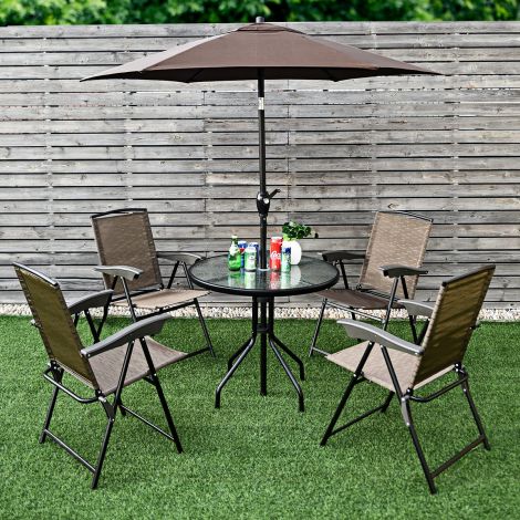 4-osaline kõrge seljatoega kokkupandavate aiatoolide komplekt, mõõtmed 69 × 54 × 90 cm, pruun