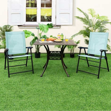 Kahe terrassi kokkupandava rannatooli komplekt, mõõtmetega 65 × 60 × 93 cm, mündiroheline