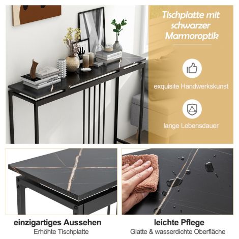 Konsoollaud diivanilaud tehismarmorist 120 × 30 × 90 cm must