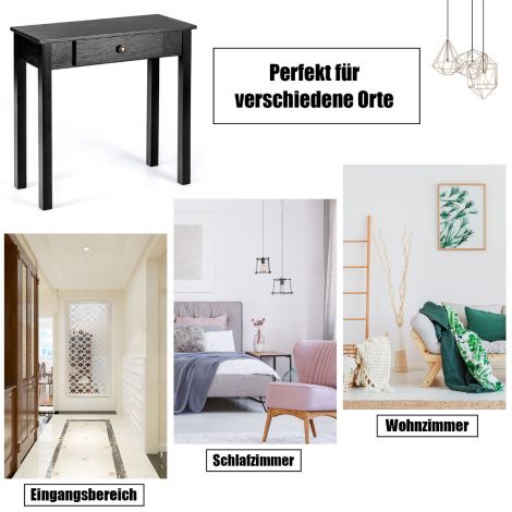 Konsolilaud sahtliga kitsas esikulaud industriaalne puidust 71 x 30 x 71 cm must
