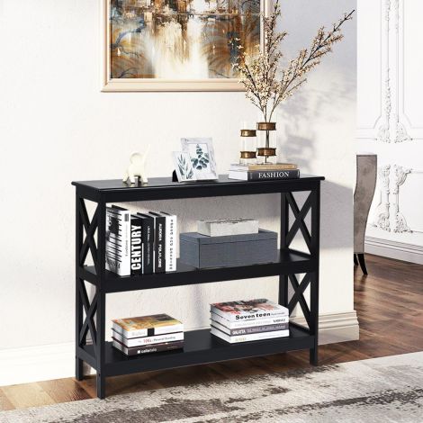 Konsollaud abilaud industriaaldisainiga riiuliga esikulaud 100 x 33 x 80 cm must