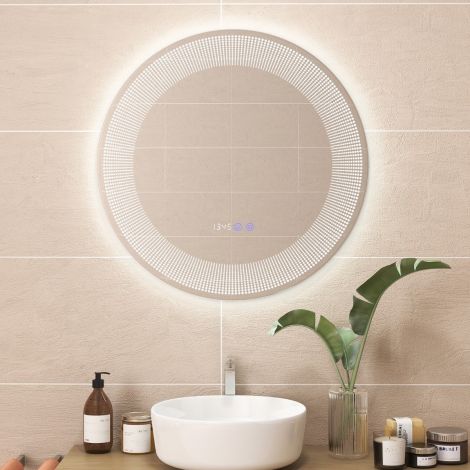 Ø 60 cm LED-vannitoapeegel 3-värviliste tuledega ja puutetundliku lülitiga kosmeetiline peegel