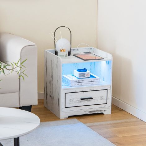 LED-öökapp nutikas öökapp 2 USB-pordiga valge