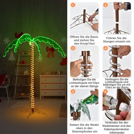LED köievalgustusega palm, kunstlik LED-valgustatud palm 175 x 120 x 218 cm roheline ja pruun