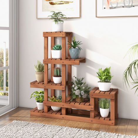 Puidust taimeriiul 6 tasemega lillede riiul lillealus lilletrepp 90 x 25 x 91,5 cm