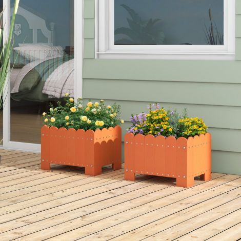2-osaline ilmastikukindel HDPE aiataimekast, ristkülikukujuline 45 × 32 × 30 cm, oranž