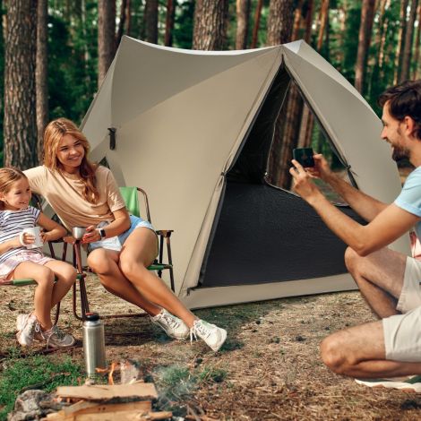 Pop-up telk 4–6 inimesele, veekindel pere telk varikatusega 285 × 250 × 147 cm, oliivroheline